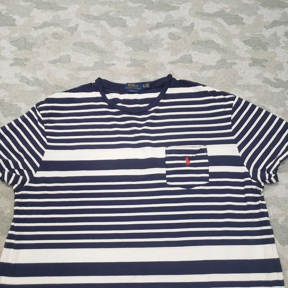 Polo‎ Ralph Lauren Shirt Mens XL Blue Classic Fit Pockets Short Sleeve